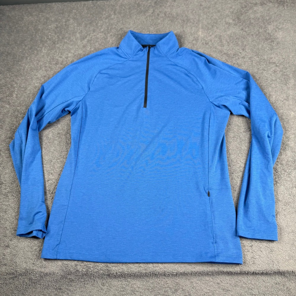 REI Co-op‎ Mens Medium Blue Quarter Zip Pullover Long Sleeve Performance Shirt